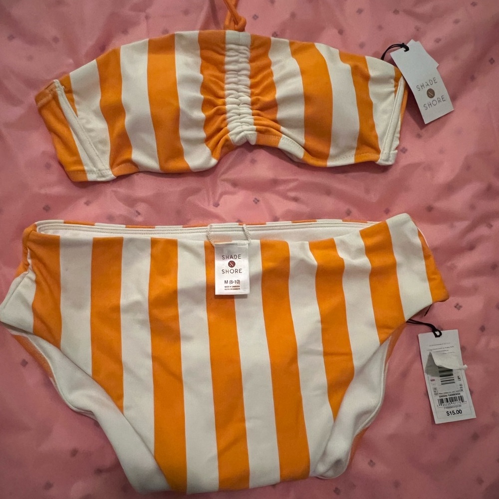 Shade & Shore Vibrant Orange and White Bikini- 8/10 M